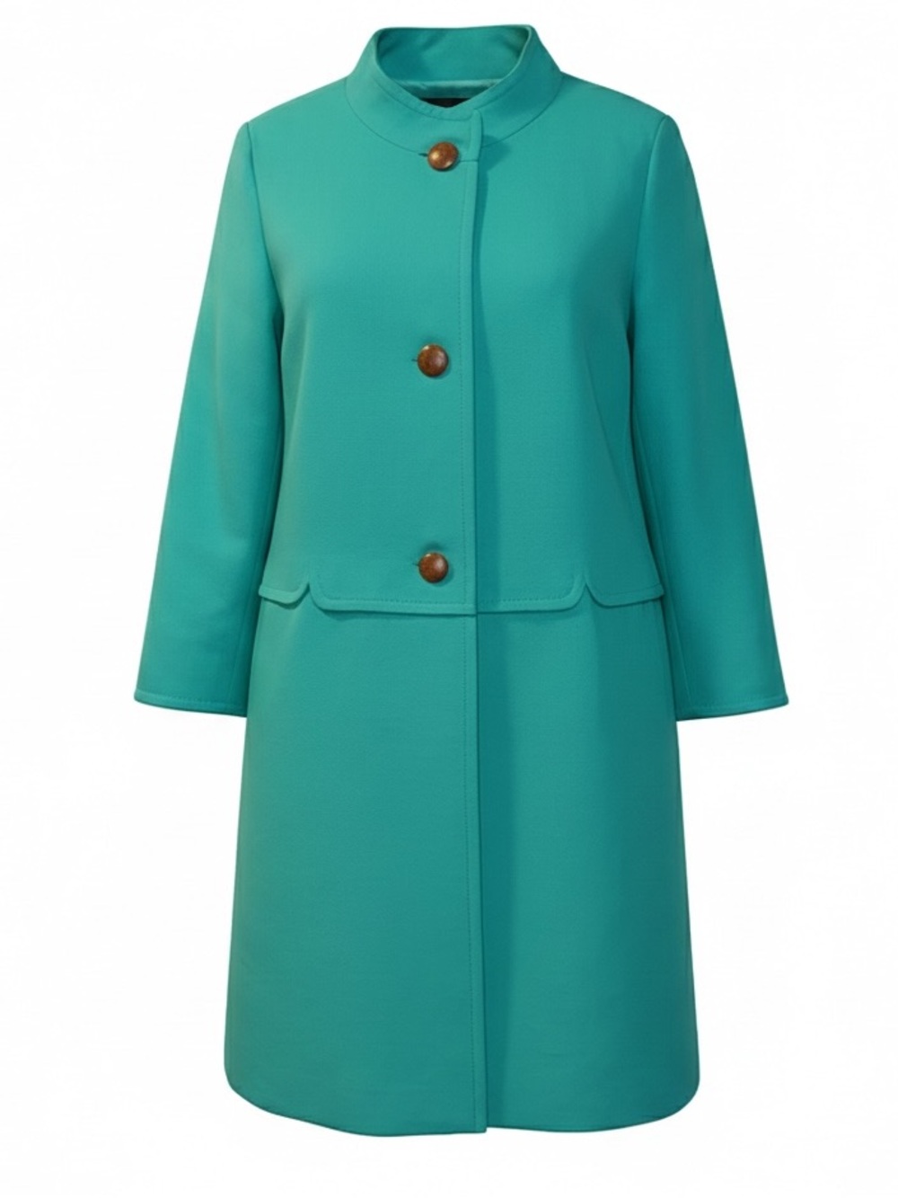 Talbots Teal Single-Breasted Pea Coat with Wooden Buttons